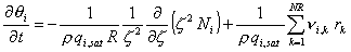 component mass balance with
reaction